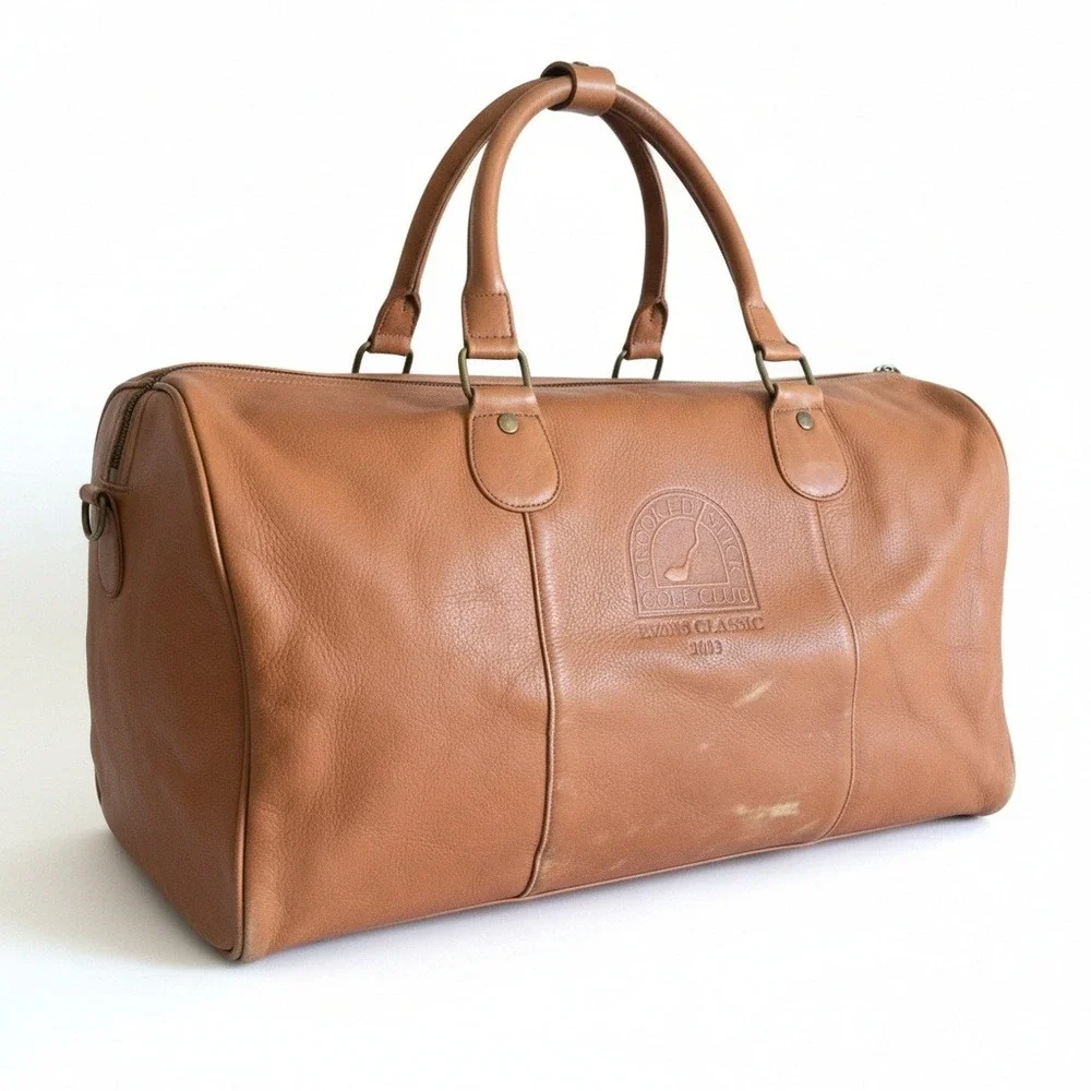 Crooked Stick Golf Club Evans Classic 2003 Genuine Leather Duffel Bag